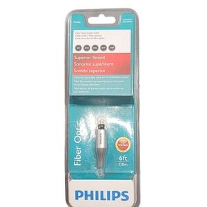 Philips Fiber Optic Audio Cable 6 foot long Superior Hi-Definition Sound NIP NEW